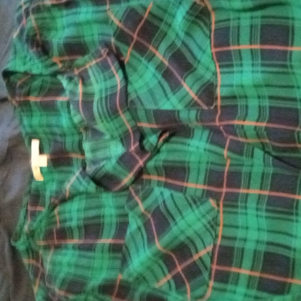 Skies are Blue size M green pink navy sheer flannel coverage long sleeve blouse